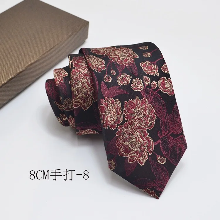 8 cm Krawatte für Herren, Retro, Gold, Rot, Business, breit, Hochzeit, Bräutigam, formeller Anzug, Herren-Krawatte – Detail 12