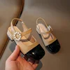 Patent Leatherette Heeled Slingback Sandals for Girl Elegant Wedding Party Shoes Kids Luxury Pearl Buckle Brand Design Sandalias 2