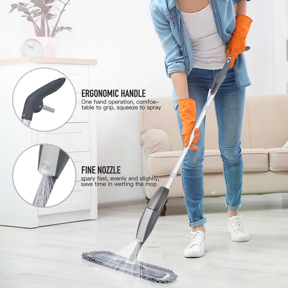 Spray Mop With Reusable Microfiber Pads 360 Degree Metal Handle Mop For  Home Kitchen Laminate Wood Ceramic Tiles Floor Cleaning - Mops - AliExpress