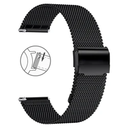 Elegant Milanese Stainless Steel Mesh Watch Band with Quick Release Strap - 22mm (Black)