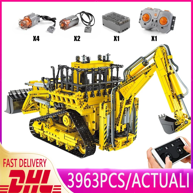 Mold King 17023 Building Blocks Bulldozer Pneumatico Motorizzato Ad Alta Tecnologia Truck App Engineering Vehicle Bricks Giocattoli Per Bambini Regali