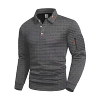 Polo homme manches longues, disponible en 5 couleurs, adapté au printemps et à l'automne. Col blanc, design de boutons, détail de fermeture éclair 4