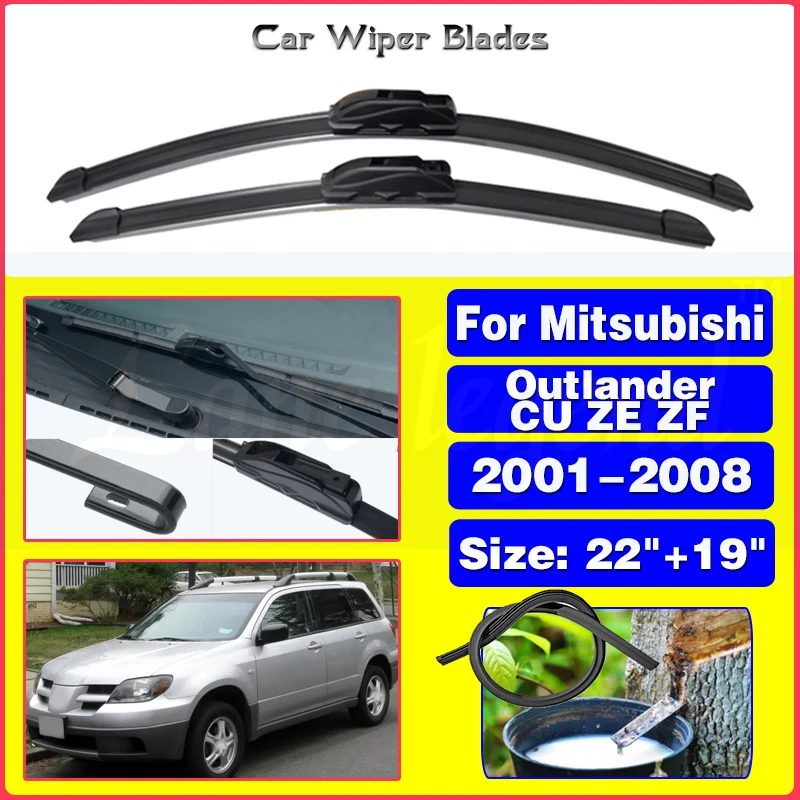 

Car Wiper For Mitsubishi Outlander CU ZE ZF 2001-2008 Front Wiper Blades Soft Rubber Windscreen Wipers Auto Windshield 22"+19"