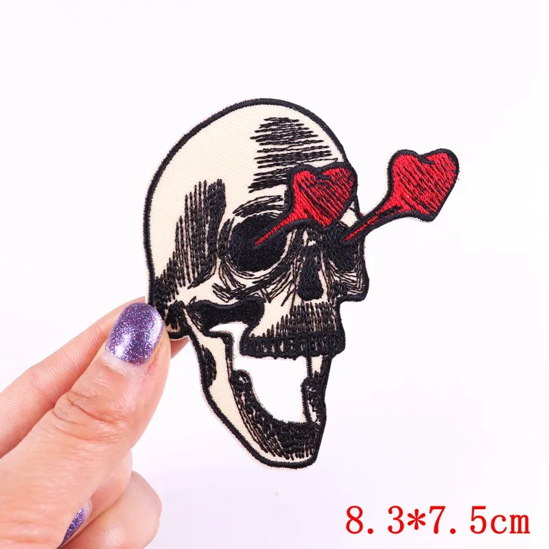 Punk Patch Rock Flamme Gestickte Patches Für Kleidung DIY Scary Schädel Eisen Auf Patches Für Kleidung Jacke Stickerei Patch Abzeichen – Detail 16