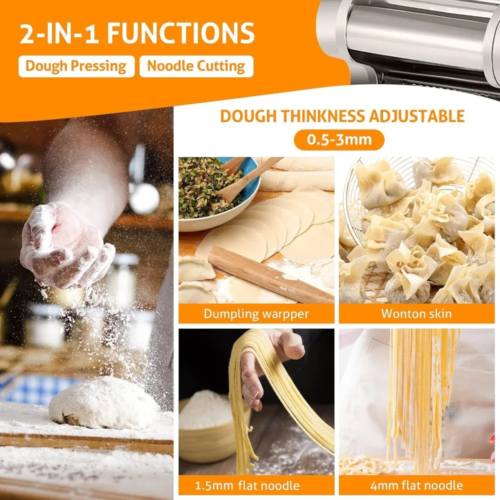 Electric Pasta Maker Machine Pasta Dough Spaghetti Roller Noodle Pressing Machine Stainless Steel 135W for Home Family Use 2