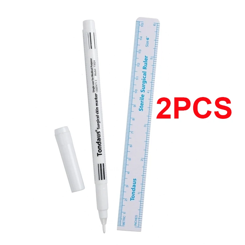 

White Surgical Skin Marker Pen Tool Eyebrow Tattoo Accessories Tattoo Marker Pen with Measuring Ruler Microblading Positioning
