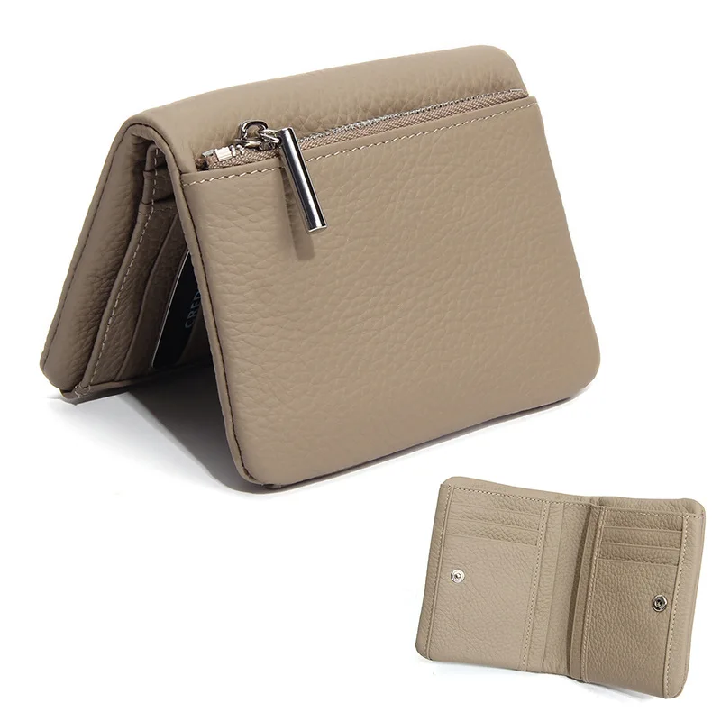 Nuovo portafoglio da donna in pelle di vacchetta stile corto multifunzionale leggero in morbida pelle portafogli pieghevoli con clip per banconote di grande capacità
