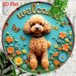 8 Round Wooden Decorative Plate with Poodle and Floral Design - 20x20cm (1)