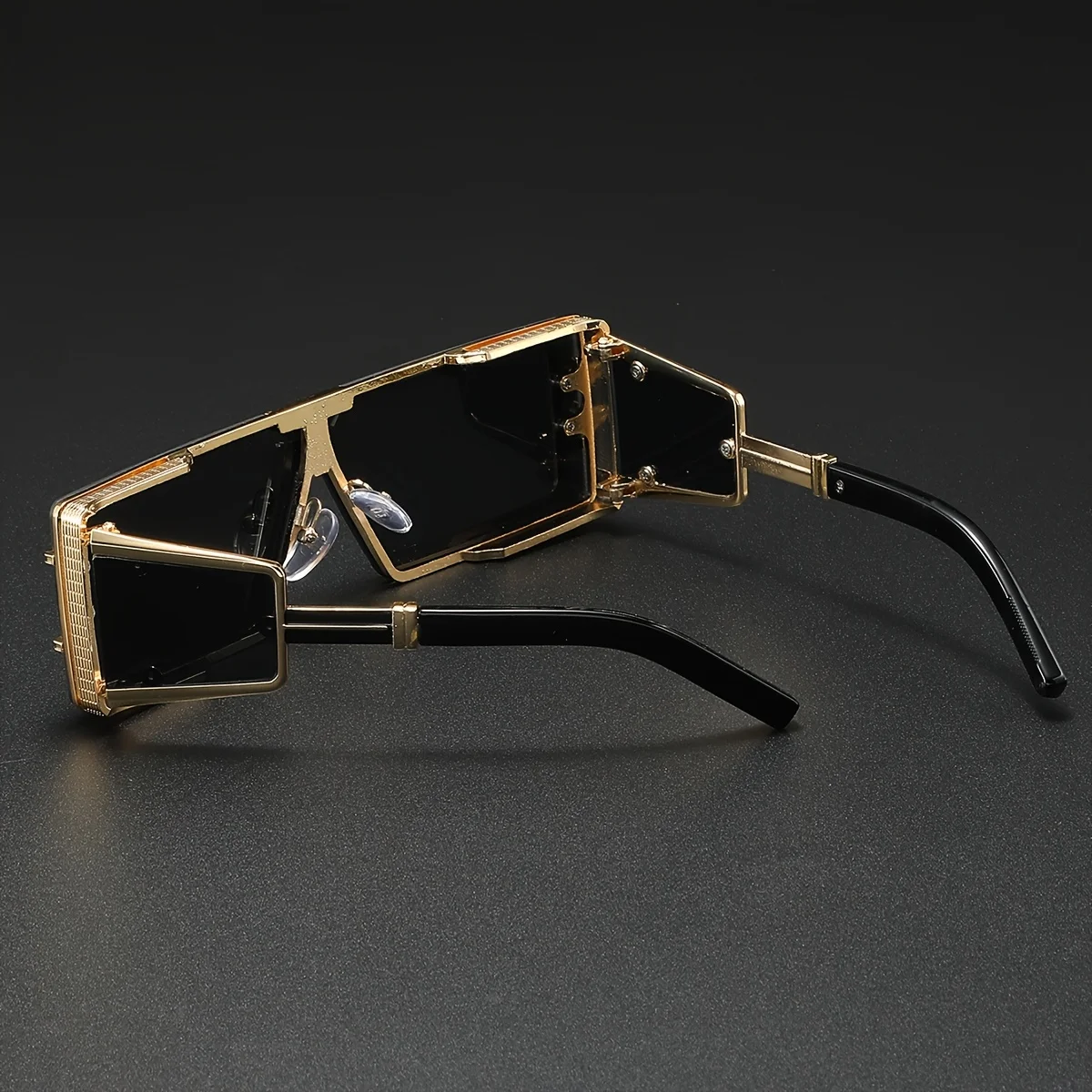 Men's Hip Hop punk sunglasses with metal square style.