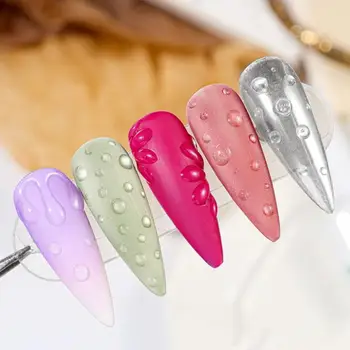 Gel per Nail Art 3D Versatile con Design a Goccia d'Acqua, Top Coat Trasparente ad Alta Trasparenza, Gel per Nail Art Senza Residui