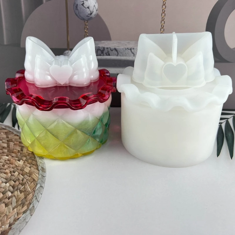

Candy Container Silicone Mold Bowknot Resin Jar Mold Jewelry Storage Box Molds Storage Bottle Epoxy Casting Mold 40GB