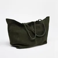 New Women's Retro Suede Frosted Bag Casual Large Luxury Design Commuter High-end Armpit Bag Soft Handle Closed Tote Bag - Image 3