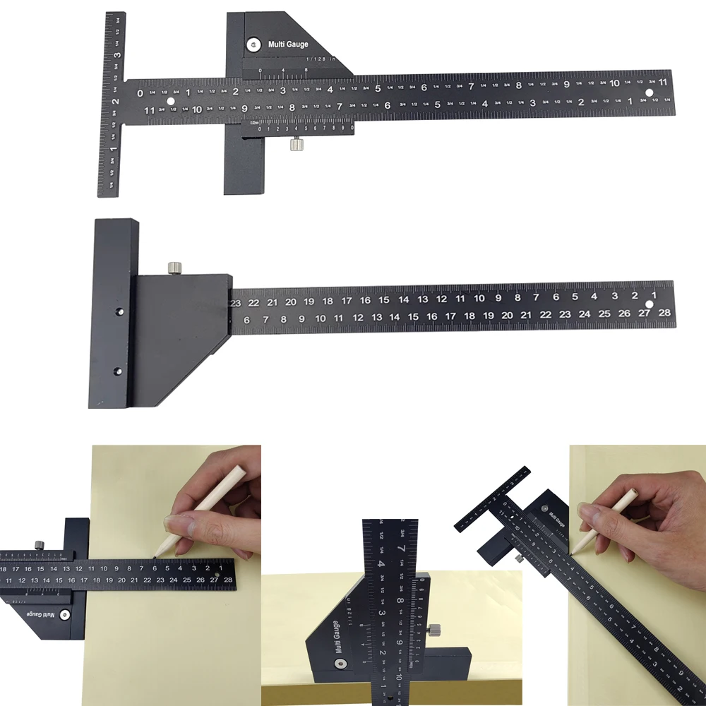 Multi Woodworking Sliding Gauge Aluminum Alloy Scribe Ruler Depth Gauge