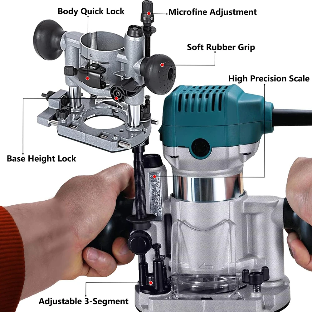 Aluminum Plunge Router Bracket Opening Carving Rack Compatible with 65mm Diameter for Electric Trimming Machine Power Tool