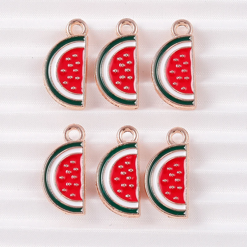 10 Stück 8x17mm Niedliche Frucht-Anhänger Emaille Wassermelonen-Charms für Schmuckherstellung Halsketten Ohrringe DIY Bastelzubehör