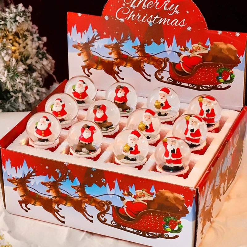 

D0AD 12pcs Christmas Glowing Crystal Balls Ornaments Radiants Christmas Crystal Balls Figurines for Sparkling Holiday Display