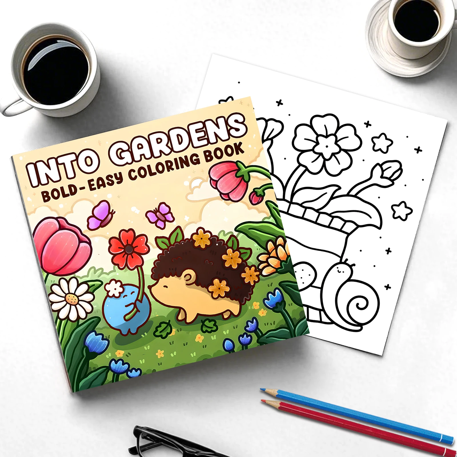 Into Gardens Bold & Easy Coloring Book Featuring Plants, Flowers, and Cute Animals for Adults and Teens Graffiti Painting Book 3