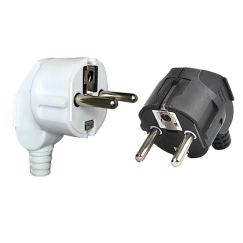 European Plug Replacement Adapter with 4.8mm Male Outlets - Rewireable Electric Socket for Power Extension Cables