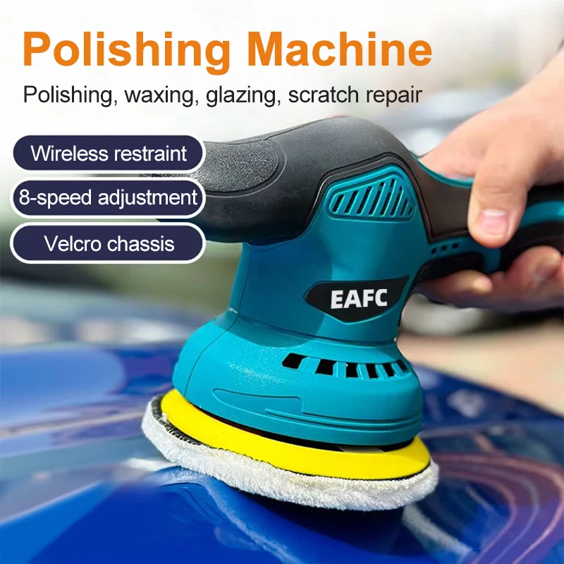 Electric Car Polisher 12V 5inch Wireless Auto Waxing Polishing Machine with Sponge Wool Pads Car Polish Waxing Tool 2800-5500RPM