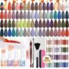 36 Colors Brown Green Blue Dipping Powder and Dip Liquid Set & Essential Manicure Tools for Nail Art Women New Year Gifts Set 1