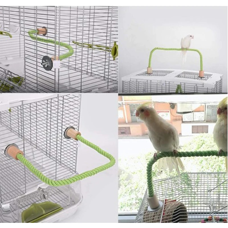 Bird Bite Toy Parrot Standing Woven Rope Toy Bird Chew Bendable Pet Parrot Standing Perches for Parakeet