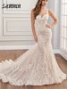 Nude Lining Mermaid Wedding Dresses For Women Spaghetti Straps Lace Appliques Court Train Bridal Gown Robe De Mariee 1