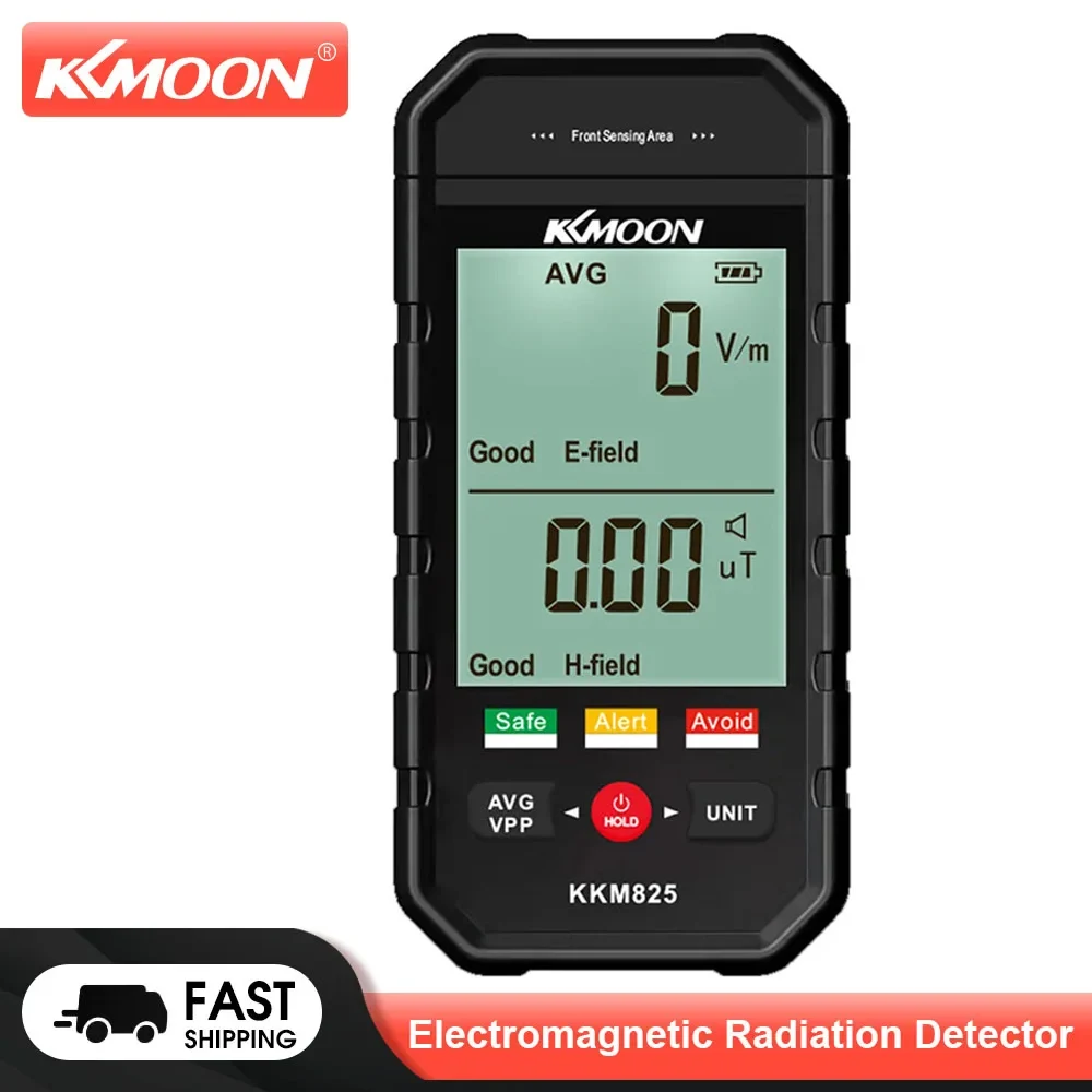 KKMOON KKM825 Electromagnetic Radiation Detector Electric Field Tester Magnetics Field Radio Test Sound Light Alarm EMF Meter