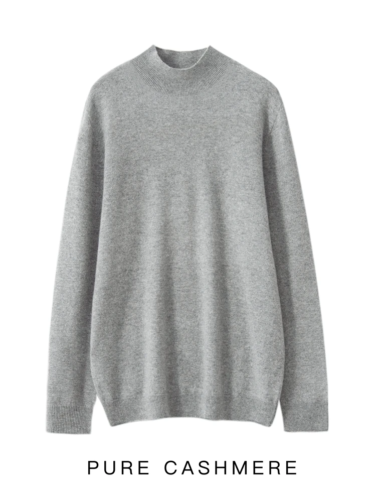 New Men's 100% Merino Wool Mock Neck Pullover Cashmere Sweater Soft Warm Jumpers Quality Casual Smart Knitwear Basic Tops Clothi 5