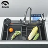 Stainless Steel Kitchen Sink Digital Display Large Kitchen Sink Faucet Set With Soap Dispenser Cup Washer 1