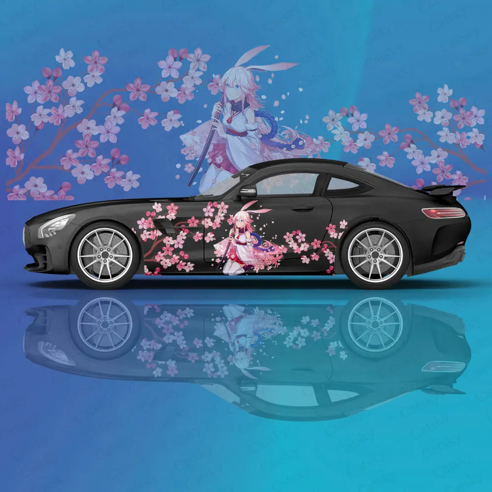 

Автомобильные наклейки аниме Yae Sakura, индивидуальные виниловые наклейки с боковой графикой, модифицированные аксессуары для гоночных автомобилей, наклейки для автомобиля
