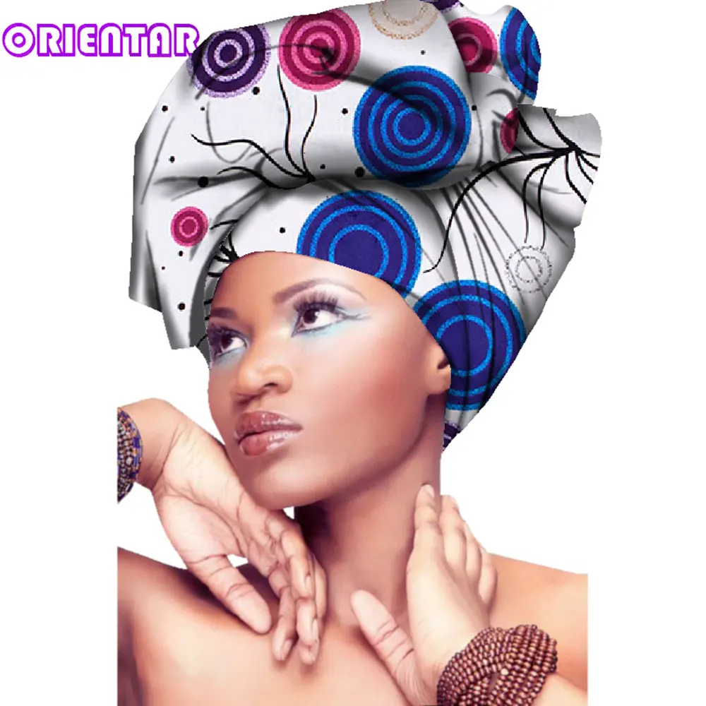 

African Head Scarf for Women African Wax Print Cotton Head Wrap Headwear for Women Bazin Rich Women Headtie Accessories WYB289