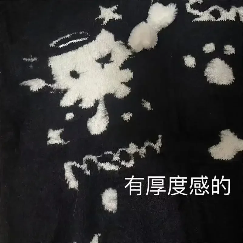 Y2K Harajuku Zipper Sweater Gothic Cat Graphic Oversized Hooded Long Sleeved Sweater Sweet Kawaii Hot Girl Autumn Winter Coat - Image 2