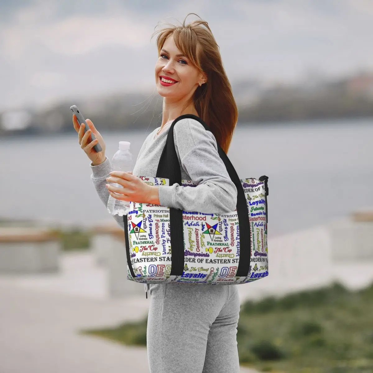 Order Of The Eastern Star Beach Tote Bag for Women Extra Large Gym Carry On Freemasonry Travel Shopping Bags