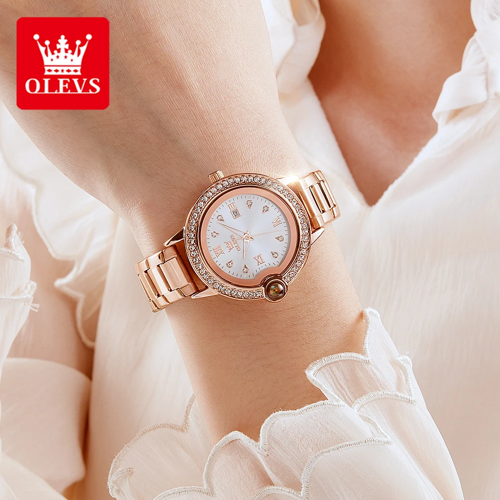 ساعة OLEVS 5588 للسيدات كوارتز مقاومة للماء، ساعة...