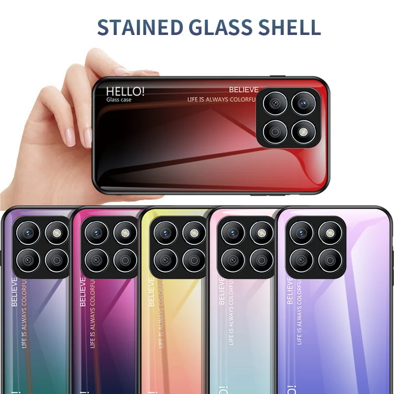 Gradient Tempered Glass Glossy Back Phone Case