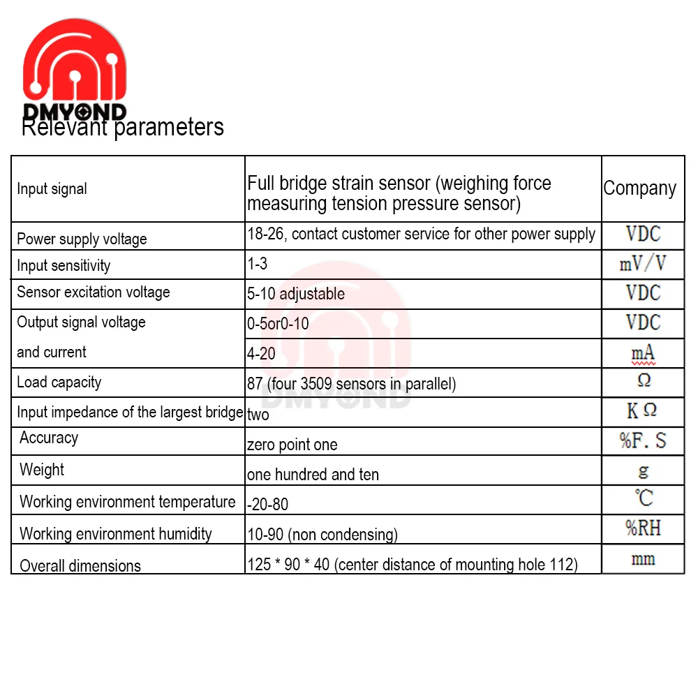 Weighing Sensor JY-S85 Amplifier 4-20ma Current Force Sensor 0v-10V Weight Transmitter 0V-5V Driving Voltage Adjustable DC18-26V