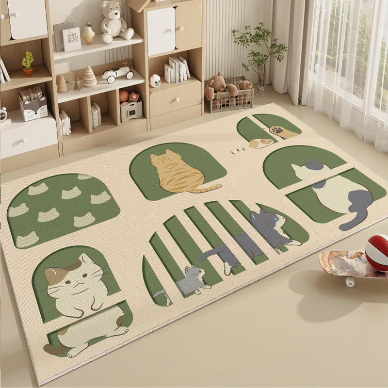 VIKAMA 카톤 홈 어린이 카펫, 대형 거실 독서 공간 카펫, 침실 침대 크롤링 매트, 크리스탈 벨벳 카펫
