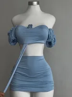 Carly Puff Sleeve Strapless Skirt Set 4