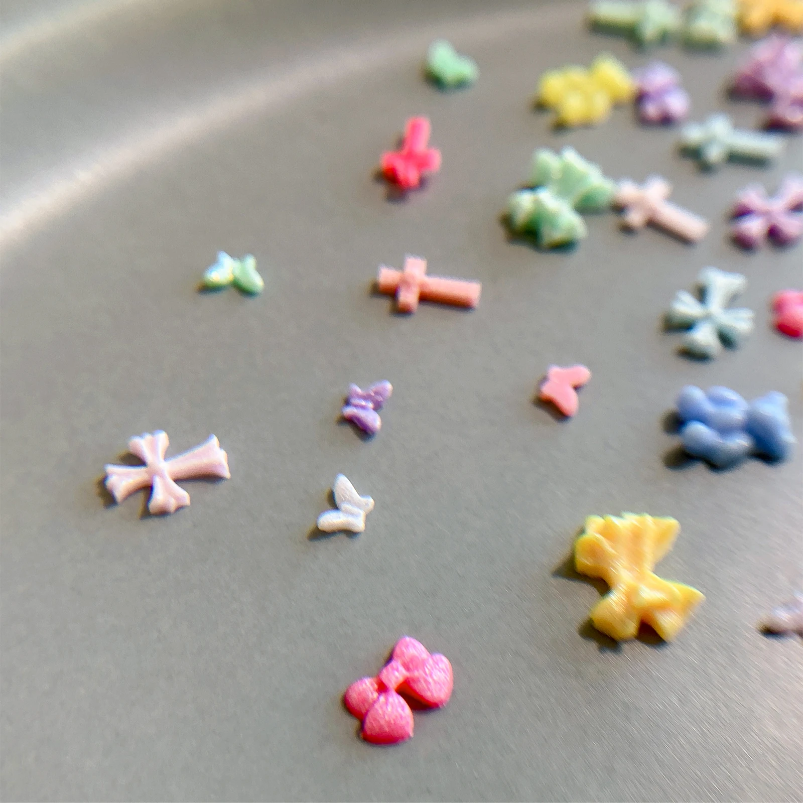 Exquisite and versatile mixed butterfly cross nail accessories, mini macaron mixed color, wearable nail accessories wholesale 4