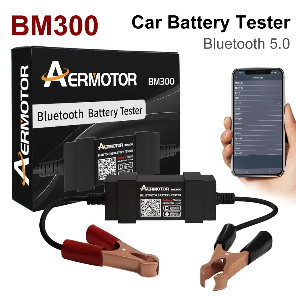 

BM300 Car Battery Tester Wireless Bluetooth 5.0 12V Car Battery Testing Charging Cranking Test Tool Analyzer for Android iOS