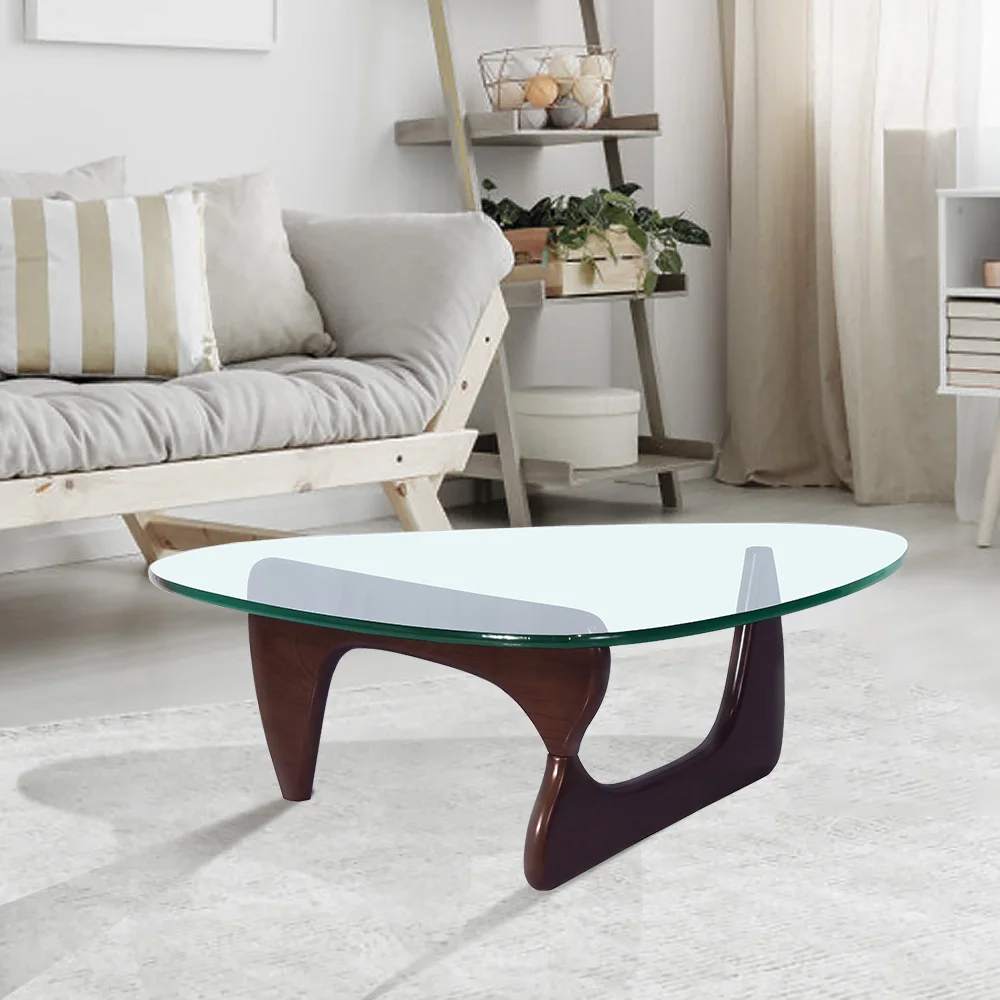 

Round Modern Triangle Coffee Table Wood Frame Glass Tabletop Salon Various Colors And Models Available Living Room Furniture