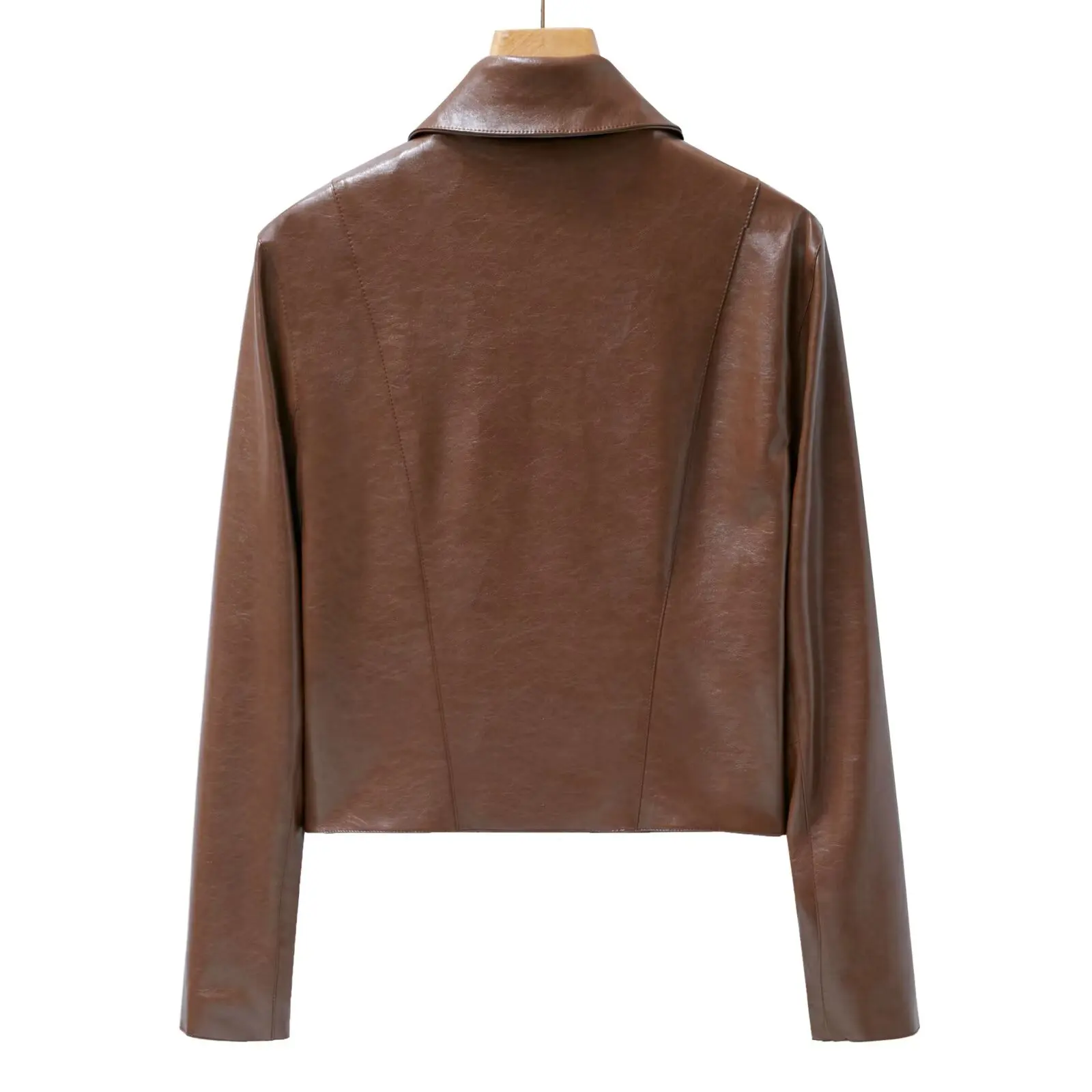 Leather Jackets Women's Coat 2025 zartins Elegant Fashion Faux Jackets Woman's Long Sleeve Tops Solid Streetwear Woman Jackets