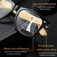 Men Women's Trendy Multifocal Reading Glasses Wooden Blue Light Blocking Near Far Eyewear Progressive Presbyopia Eyeglasses 2
