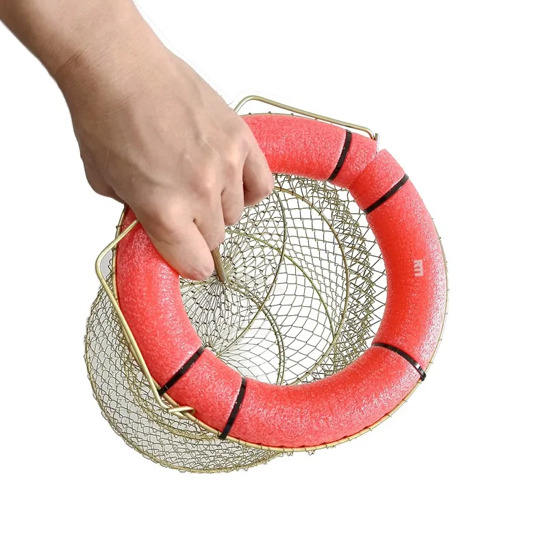 Floating fish guard net folding fish basket net bag stainless steel wire cage, suitable for seawater and freshwater