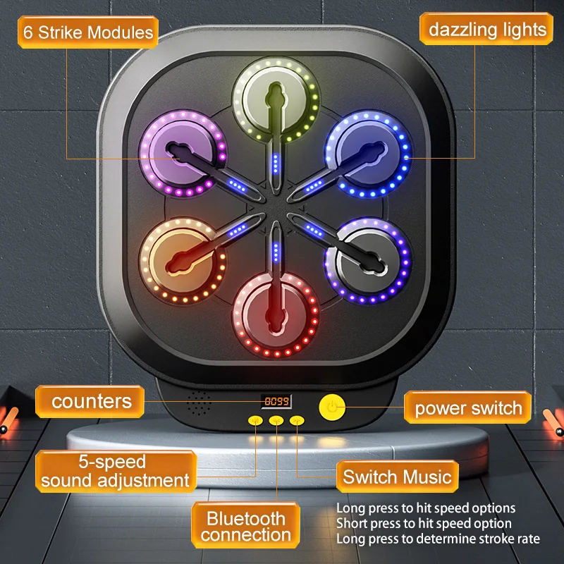 Popular Smart Bluetooth Music Boxing Machine Kid Punching Boxing Target Fitness Set with Music and Light