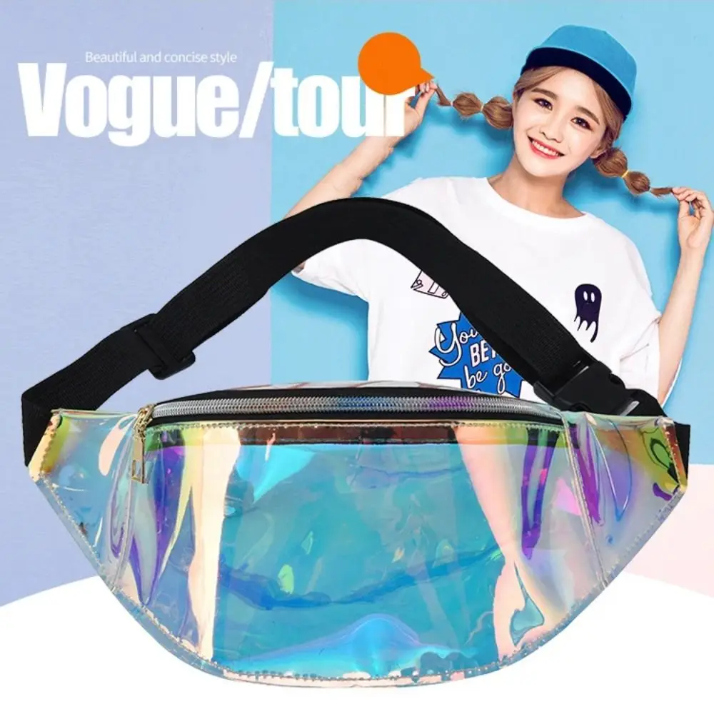 

TPU Laser Fanny Pack Casual Waterproof Coin Purse Shiny Waist Bag Phone Holder Transparent Holographic Chest Bag