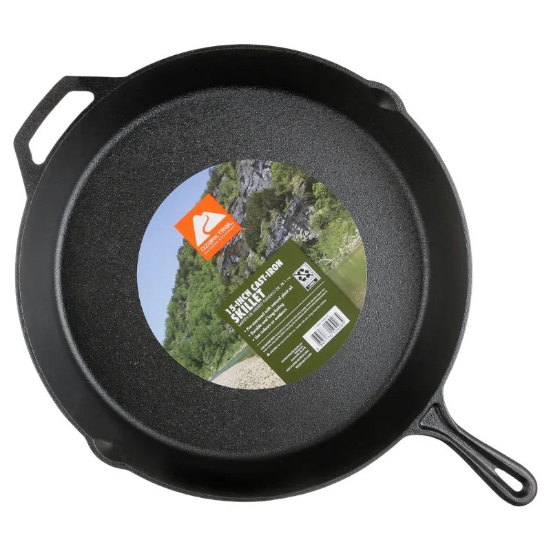 Ozark Trail 3 Piece Cast Iron Skillet Set, Pre-seasoned (8, 10.5, 12)