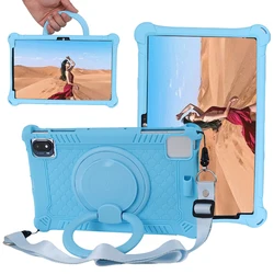 Rotating Silicone Stand Cover with Handle Grip for Tab10s 2021 - 10.1inch (SkyBlue Strap - Pen)