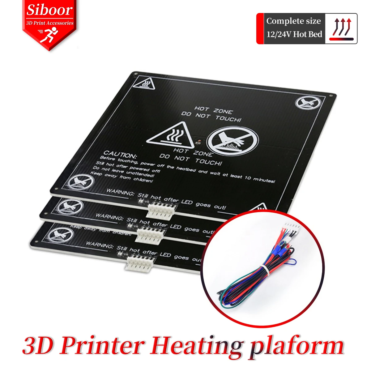 Alumínio Aquecido Kit Plataforma Cama Hotbed Plate Peças Impressora 3d Cabo de Fio Faça Você Mesmo Mk3 12v 24v Fit para Anet a8 a6