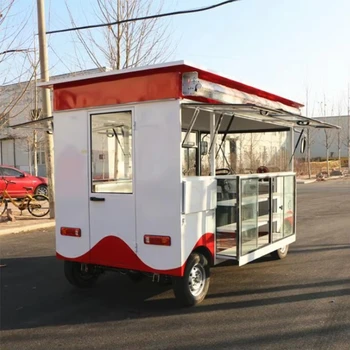 Multi-functional Snack Car Electric Four Wheel Stuffed Bun Fast Food Cold Drink Milk Tea Mobile Cart 1